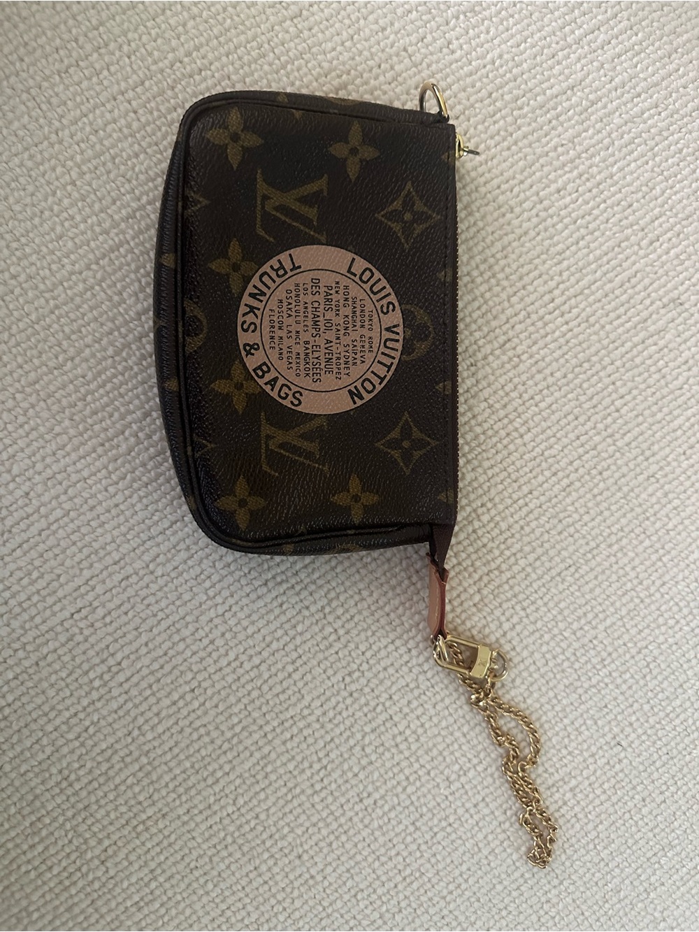 Louis Vuitton Monogram Canvas Mini Pochette with Chain - Brown - Picture 3 of 7